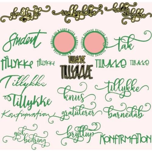 2019 Invitation Danish Phrase Metal Cutting Dies Stencils For DIY Scrapbooking Decoration Embossing Supplier Cards Craft Die Cut