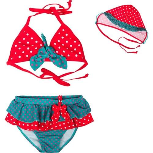 Newborn 3pcs Infant Baby Girl Headband+Strap Top+Dot Shorts Outfit Clothes 2-6 Years Children Clothing Swimming Suits