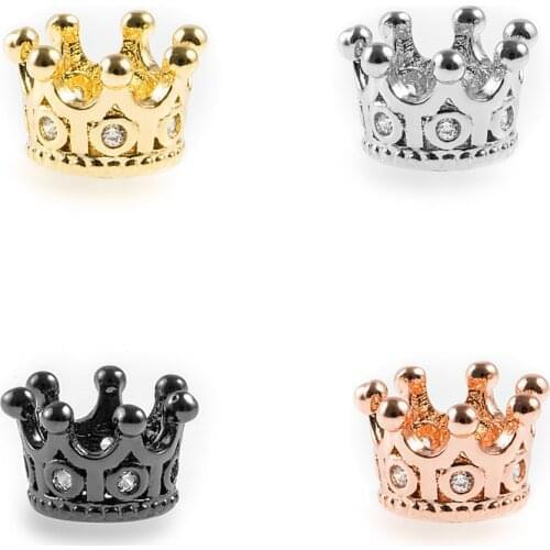 5pcs/lot NEW Charms Metal natural Stone crystal CZ Zircon Crown DIY Beads Men Bracelet beadwork accessories for jewelry making