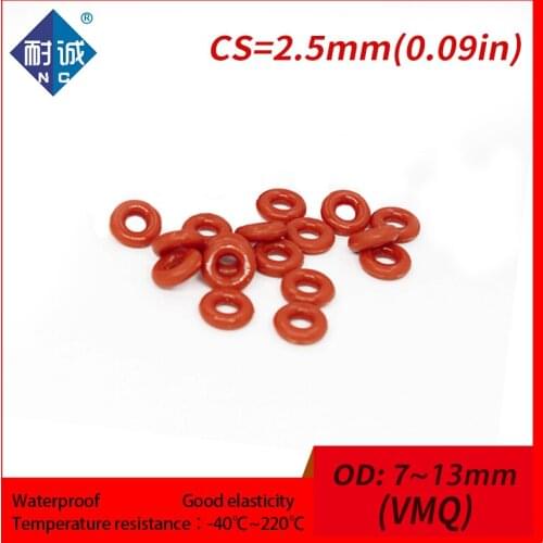 5PCS/lot Silicone rubber oring VMQ CS 2.5mm OD7/8/9/10/11/12/13mm Gasket Silicone O-ring waterproof Silica gel