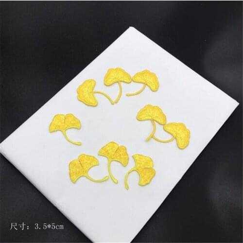 20Pcs Ginkgo Leaf Applique Clothing Embroidery Patch Fabric Sticker Iron On Patch Craft Sewing Repair Embroidered 3.5X5cm BD0445