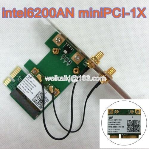 Intel6200 AGN 802.11agn wireless N Mini Pci-1X desktop wifi 300Mbps 2.4G/5G INTEL N6200 antenna 6DBI