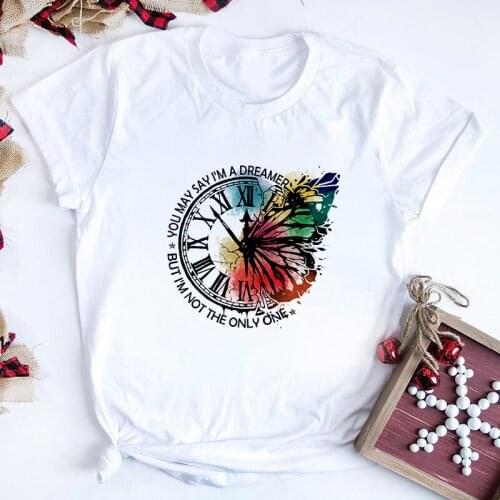 Womens t-shirt Beautiful Butterfly clock Printed 90s Graphic T-shirt Harajuku Tops Casual Tee Cute Short Sleeve Female T shirts