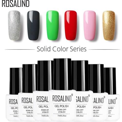 ROSALIND Gel 1 7ML 01-58 Pure Color Nail Polish Gel For Nails Design Top Base Coat Nail Art Long-lasting Soak-Off Gel Varnishes