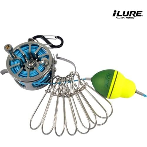 ILure New Fishing Lock Buckle With Reel Stainless Steel Lanyard Live Fish Lock Belt Fishing Tackle Stringer Fishing Floats Reel