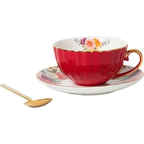 Middle Eastern ceramic bright gold & silver prismatic set cups Office coffee cup Restaurant family Afternoon tea cup saucer gift