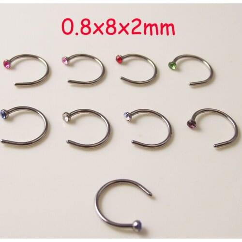 1 Piece Free shipping Medical Titanium Nose Ring Hoop Crystal Nose Rings Body Piercing Jewelry Stainless Steel
