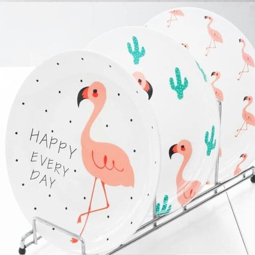 Creative bone porcelain dish flamingos dinner plate steak plate children summer European Ameraica style living