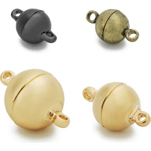 5Pcs KC Gold Color Round Strong Magnetic Clasps For Bracelet Necklace 8mm 10mm 12mm 14mm Clasp Connector DIY Jewelry Findings