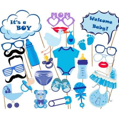 Hot Photo Booth Props Photography mask paper Card boy girl For First 1 Birthday baby shower Party Decoration event gift