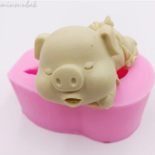 Minsunbak 3D Pig Baby Handmade Soap Mold Birthday Cake Decoration DIY Chocolate Gumpaste Mould Kitchen Accessories