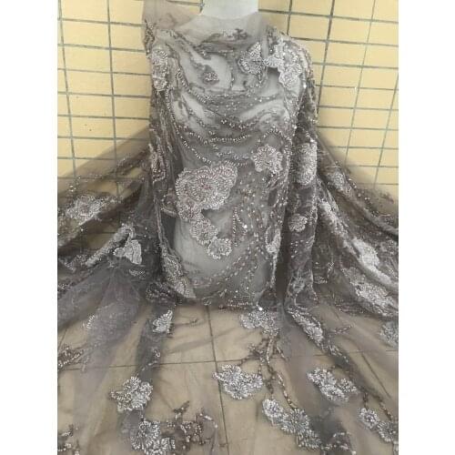 Nigerian Lace Fabric SYJ-59886 with beads Tulle Lace Fabric High Quality french Lace Fabric