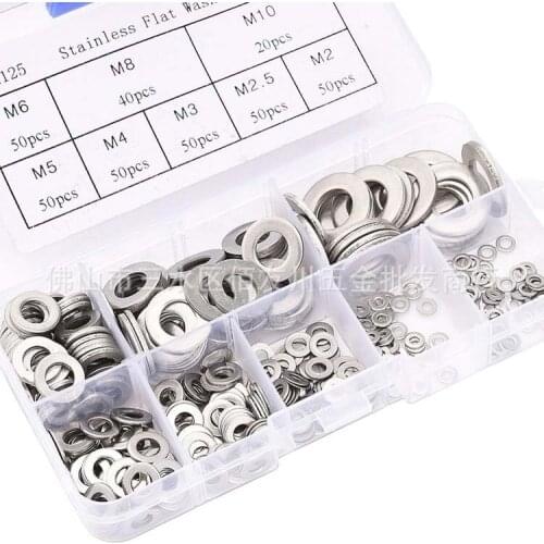 360PCS M2 2.5 3 4 5 6 8 10 Stainless Steel Flat Seal Ring Tool Kit Solid Gasket Sump Plug Oil For Boat Crush Sealing Washer