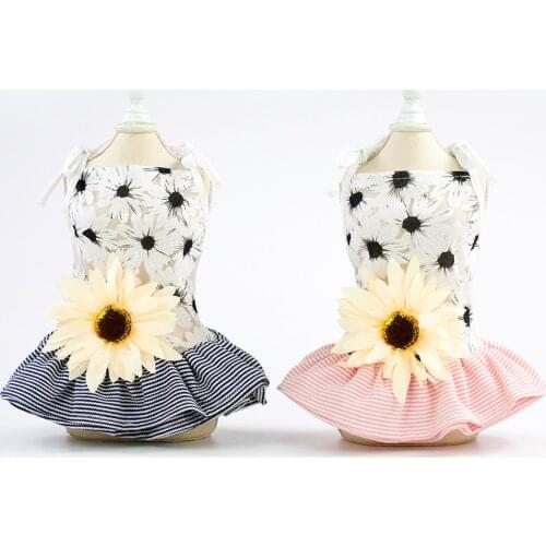 Sun Flower Dog Dress Tutu Skirt Dog Pet Cat Luxury Princess Wedding Dress Summer Dog Chihuahua Pet Apparel Free Ship Drop Ship