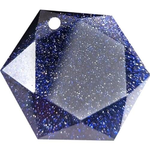 Natural Stone Charms Jewelry Making Six-pointed Star Blue Gold-sand Stone Starry Sky Pendant Energy for DIY Necklace Accessories