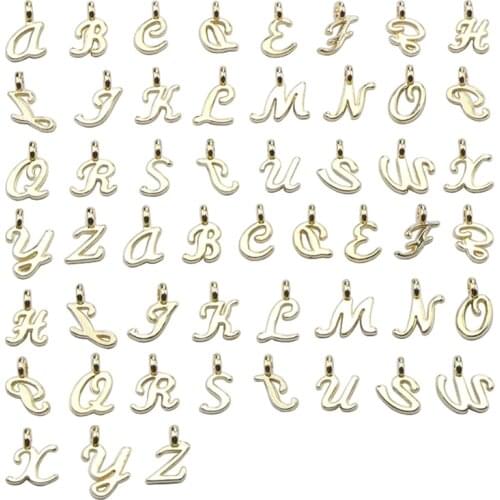 26pcs/Set A-Z Letters Pendant DIY Jewelry Accessories Zinc Alloy Alphabet Charms For Necklace Keyring Bracelet Making Gold Color