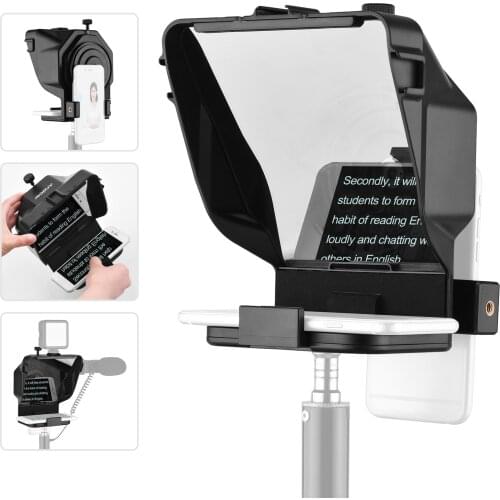 Andoer Portable Smartphone Mini Teleprompter Prompter Remote Control for Phone Camera Video Recording Live Streaming Interview