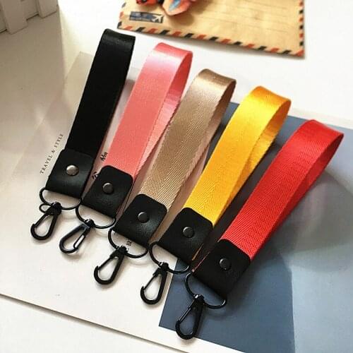 Simple Fashion Candy Color Key Chain Long Short Girl Mobile Phone Pocket Neck Chain Unique Charm Mobile Shell Wallet DIY Lanyard