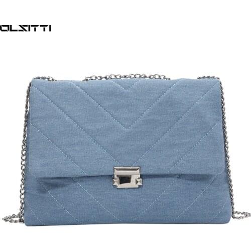 Luxury Designer Canvas Chain Shoulder Crossbody Bags for Women 2020 New Womens Bags Casual Concise Female Messenger Bag