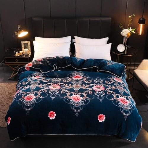 Luxurious Duvet Cover 1pcs Winter Warm Soft Double Side Plush Bed Blanket Thick Comforter Quilt Blanket case Queen King Size
