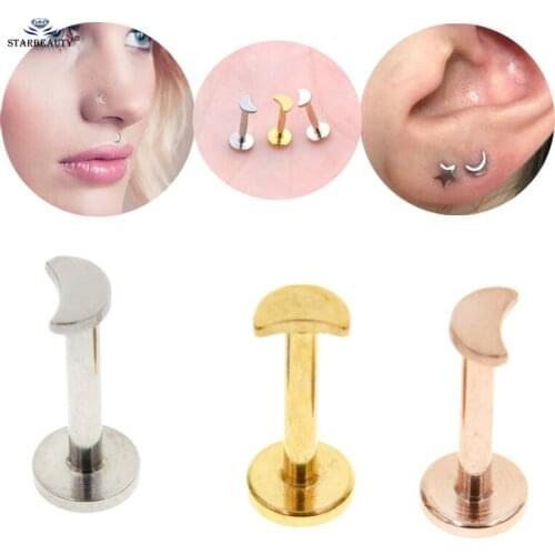 2 pcs 16G Cute Moon Tragus Piercing Labret Lip Ring Nose Ring Nose Piercing Helix Piercing Nariz Black Earrings Pircing Jewelry