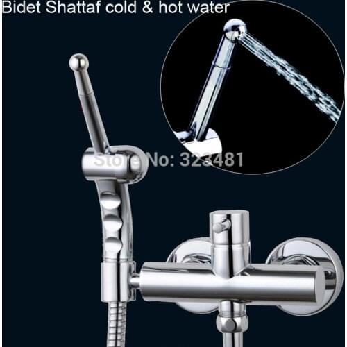 Professional Cold & Hot water Toilet Bidet Shattaf handheld Shower 7 holes with Brass bidet faucet mixer valve free shipping