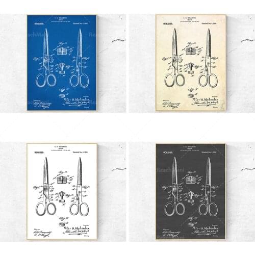 Impression de brevet de machine de cisaillement. L'art des ciseaux. Un cadeau du coiffeur. Décoration de couture. Adaptez-vous à