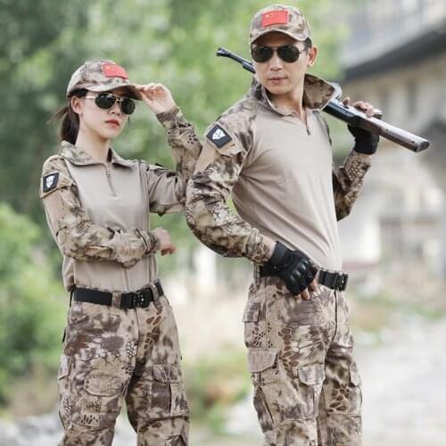 Camouflage RU Military Hunting Clothing Men Ghillie Suit Army Combat Clothes Set Paintball Airsoft Shirt Cargo Pants Knee Pads