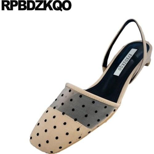 Comfortable spring lace casual slingback designer women sandals flat summer 2019 polka dot shoes slip on closed toe low heel