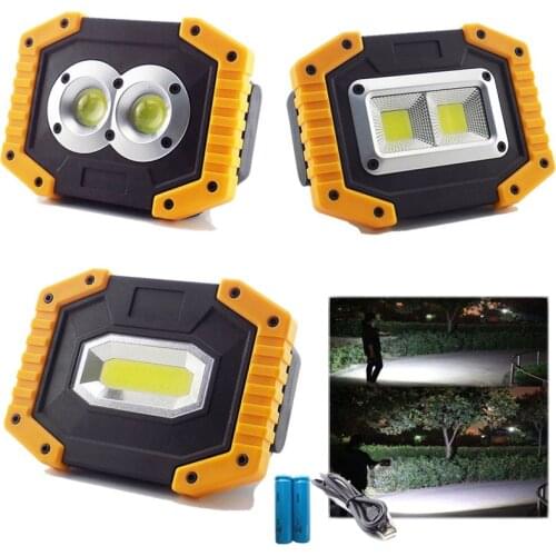 USB Rechargeable COB LED Floodlight Working Light Outdoor Portable Camping Lamp Garden Tent Spotlight Searchlight 18650 Battery