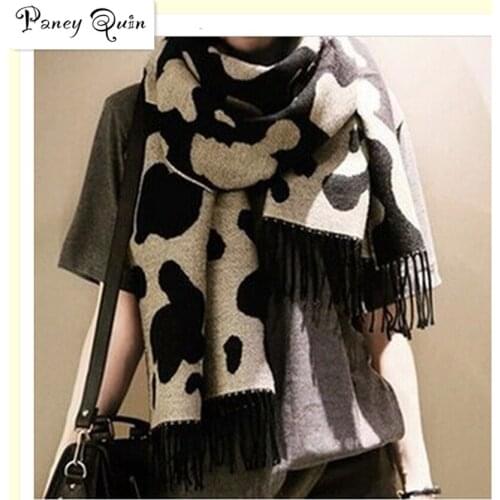 Women Autumn winter scarf Tassels classic cow spotted leopard stoles warm scarves for women cashmere scarf scarves wholesale