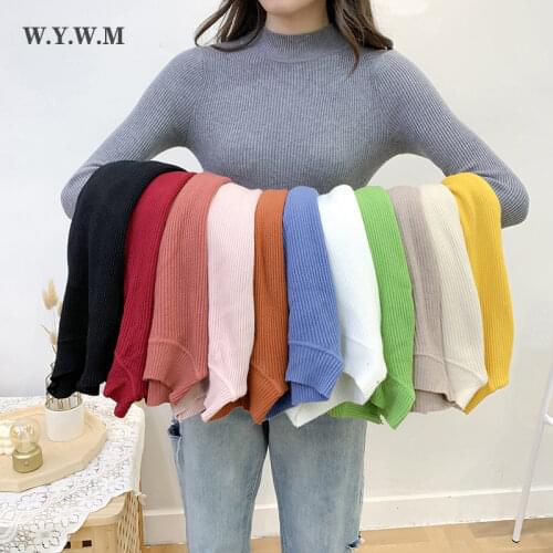 WYWM Turtleneck Women Sweaters 2020 Winter Casual Long Sleeve Slim Women Pullover Knitted Sweater Soft Warm Pull Femme Jumper