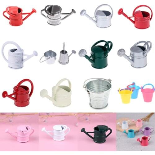 1/12 Metal Watering Can Buckets Garden Miniature Decoration For Children Kids Dolls Acces Dollhouse Miniature Furniture Toys