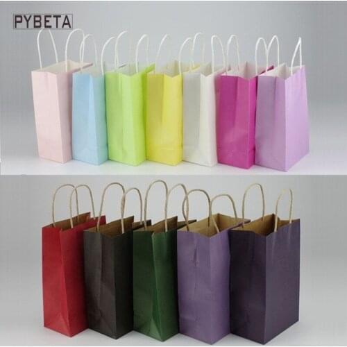 20pcs- 21*13cm+8cm- Lovely Kraft Paper Bag Cosmetic Gift Packaging Bag Shopping Takeout Bag for wedding party favor