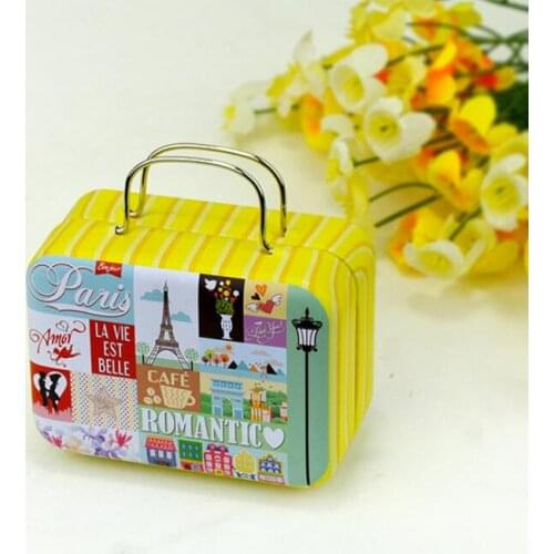 240 stks Continental Mini Tin Box Retro Koffer Handtas Kleine Rechthoekige Bonbondoos Kleine Tin Container LX2191