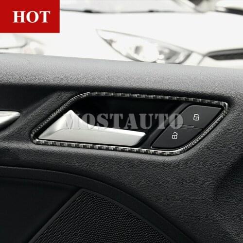 For Audi A3 S3 Carbon Fiber Car Door Handle Frame Trim Cover 2014-2019 4pcs