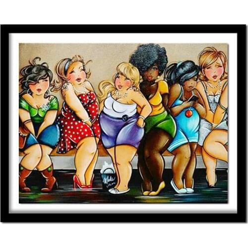 50x40 DIY Diamond Embroidery Beauty Fat woman Daimond Painting 5D Cross Stitch Square Pattern Rhinestones Home Decoration
