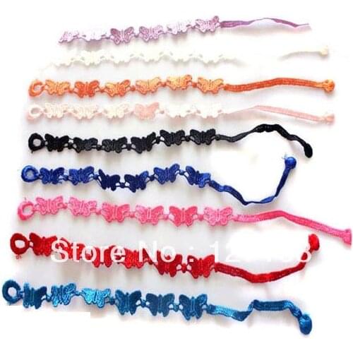 Promotion 60pcs/lot mix colors Butterfly Shaped Lace Bracelets Free Shipping For Gift