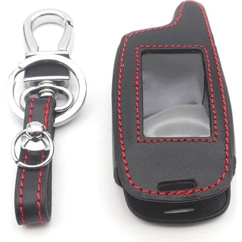 A6 A9 LCD Remote Controller Keychain Leather Cover For Two Way Car Alarm StarLine A6 A9 A8 A4 Key Case Holder