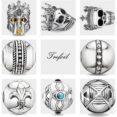 Beads Skull Knight 925 Sterling Silver Fit Bracelets 2021 Brand New Summer Rebel Street Jewelry Accessories Europe Karma Charms