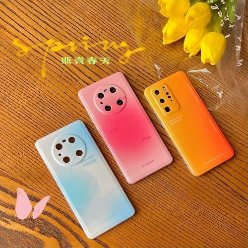 Tobebest Orange Pink Blue Gradient Phone Cases for Huawei P40 P30 Pro Mate 40 30 Nova 7 se mate40pro Soft IMD Cover