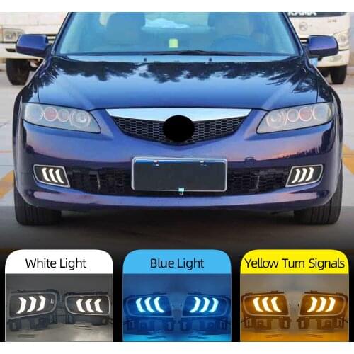 CSCSNL 1 Set LED DRL Daytime Running Light For Mazda 6 Mazda6 2006 - 2014 Daylight with yellow turn Signal fog lamp cover