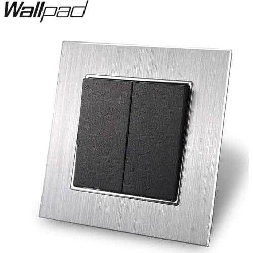 EU 2 Gang Reset Wall Switch with Clips Wallpad 10A AC Silver Metal Frame EU Reset Momentary Push Button For Light Curtain Blind