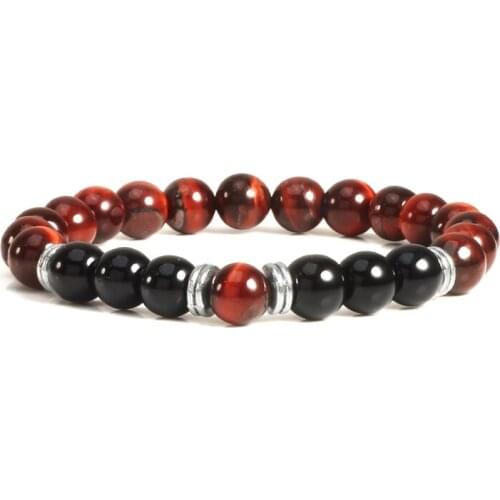 Hot Natural Stone Bracelet Red Tiger Eyes Beaded Men Women Bracelets Bangles Healing Buddha Rosary Yoga Best Friend Jewelry Gift