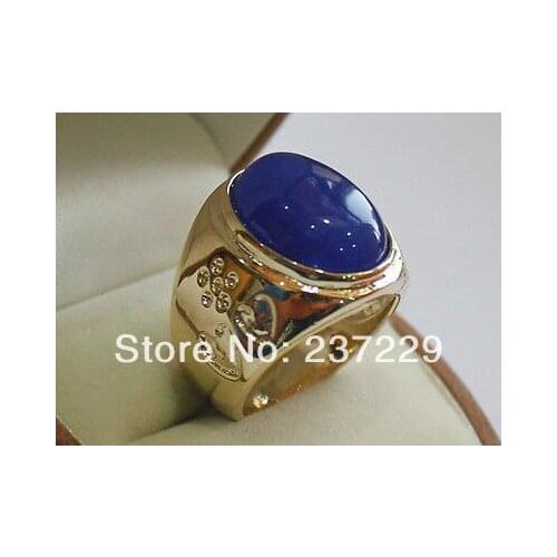 GOOD SHIPPING>>>@@ Wholesale price S ^^^^huge new inaly blue gem stone bead men ring size 8-10
