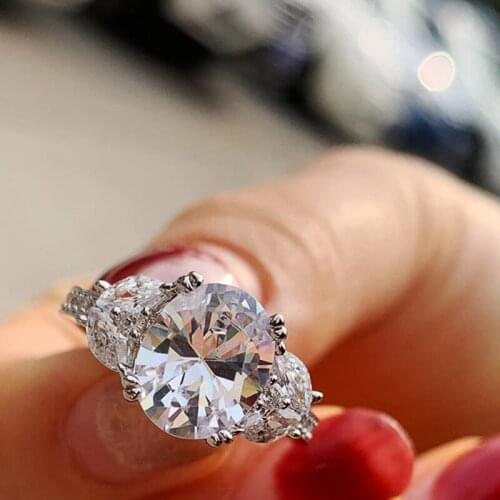 Huitan Delicate Womens Rings with Oval/Marquise Crystal Cubic Zirconia Stone Exquisite Wedding Bands Fashion Jewelry New Item