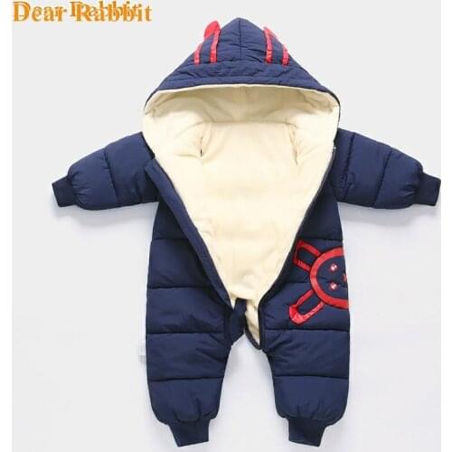 0-12M New born Baby Wear Winter Jumpsuit Snowsuit Boy Warm Plus velvet Romper Down Cotton Girl clothes infant overcoat clothing