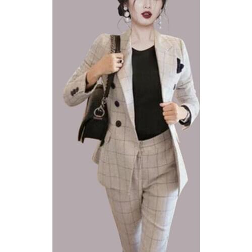 ZAWFL Women Pant Suit 2021 New Arrival Autumn Women Formal Work Office Long Sleeve Trouser Suits OL One Button Business Suit