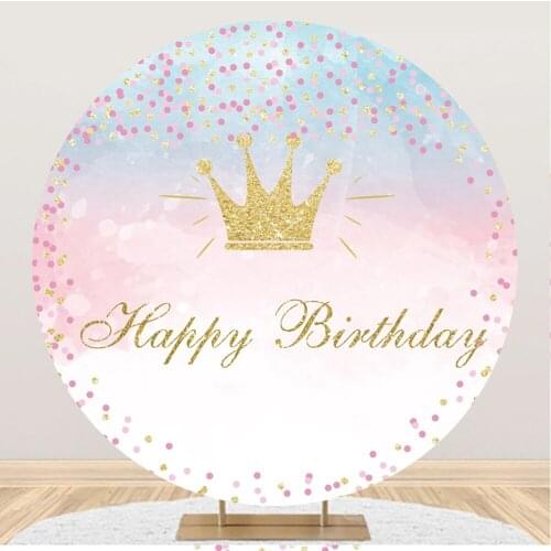 Beautiful Crown Birthday Party Ceremony Customized Round Backdrop Photography Circle Background Studio Banner Decorations