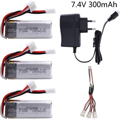 7.4V Li-Po Battery and charger For WLtoys F959 RC Drone Spare Parts for XK DHC-2 A600 A700 A800 A430 2.22Wh 7.4V 300mah Battery